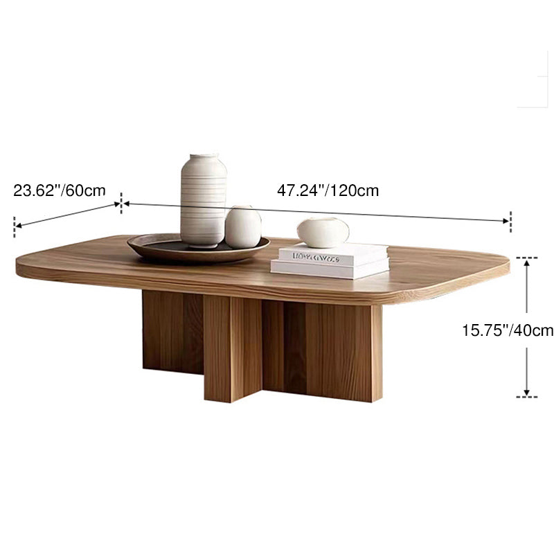 Modern Minimalist Rectangular Solid Wood Coffee Table 1-Tier For Living Room
