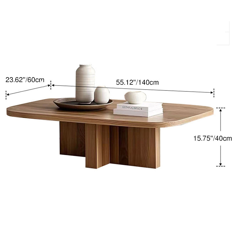 Modern Minimalist Rectangular Solid Wood Coffee Table 1-Tier For Living Room