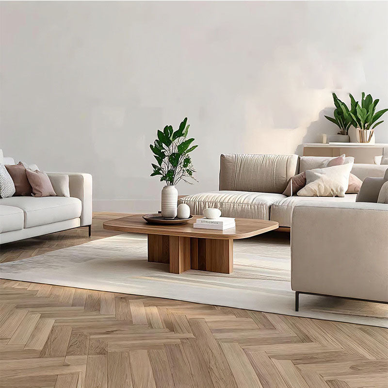 Modern Minimalist Rectangular Solid Wood Coffee Table 1-Tier For Living Room