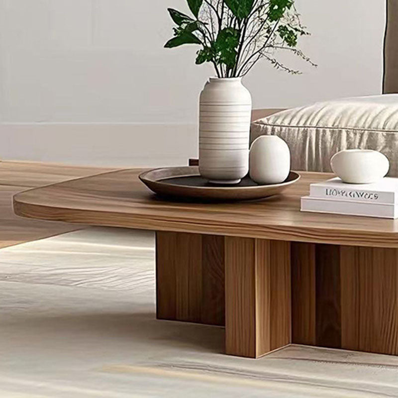 Modern Minimalist Rectangular Solid Wood Coffee Table 1-Tier For Living Room