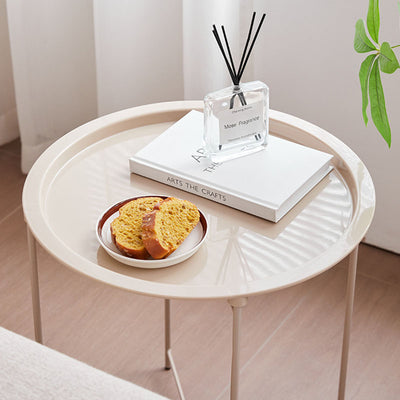 Modern Minimalist Cylindrical ABS Carbon Steel Coffee Table 1-Tier For Living Room