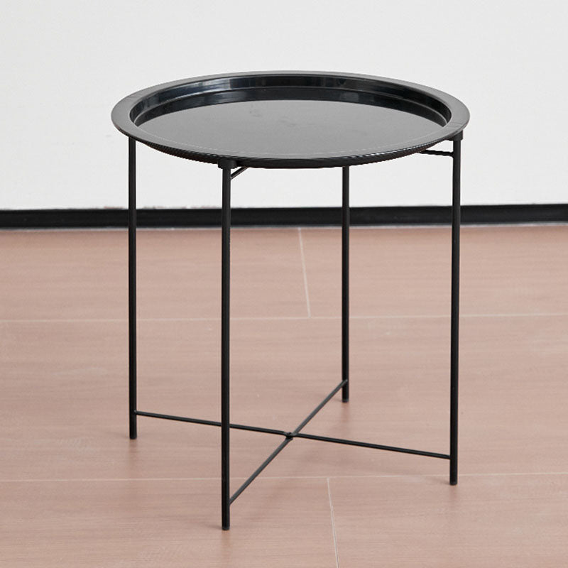 Modern Minimalist Cylindrical ABS Carbon Steel Coffee Table 1-Tier For Living Room