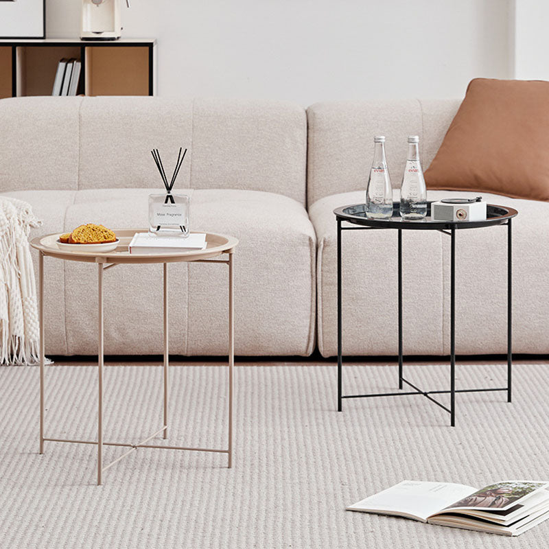 Modern Minimalist Cylindrical ABS Carbon Steel Coffee Table 1-Tier For Living Room