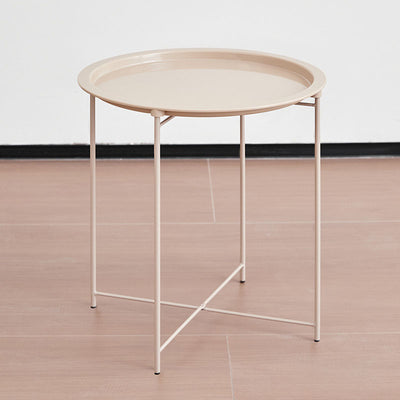 Modern Minimalist Cylindrical ABS Carbon Steel Coffee Table 1-Tier For Living Room