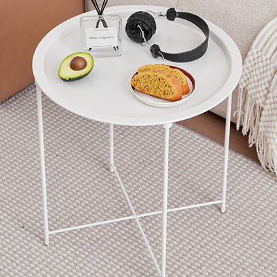 Modern Minimalist Cylindrical ABS Carbon Steel Coffee Table 1-Tier For Living Room