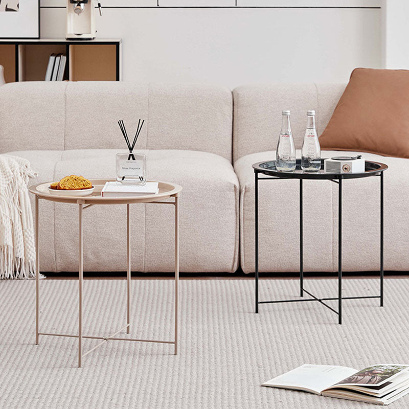 Modern Minimalist Cylindrical ABS Carbon Steel Coffee Table 1-Tier For Living Room