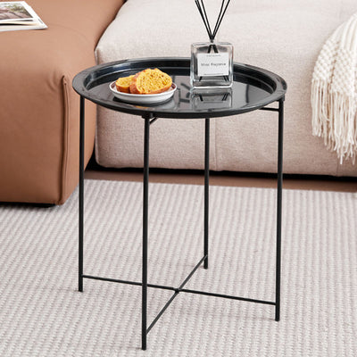 Modern Minimalist Cylindrical ABS Carbon Steel Coffee Table 1-Tier For Living Room