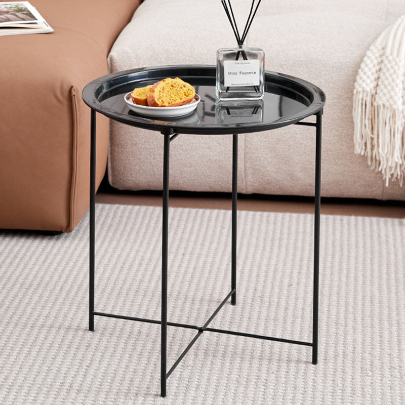 Modern Minimalist Cylindrical ABS Carbon Steel Coffee Table 1-Tier For Living Room