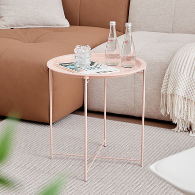 Modern Minimalist Cylindrical ABS Carbon Steel Coffee Table 1-Tier For Living Room