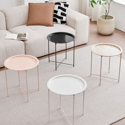 Modern Minimalist Cylindrical ABS Carbon Steel Coffee Table 1-Tier For Living Room