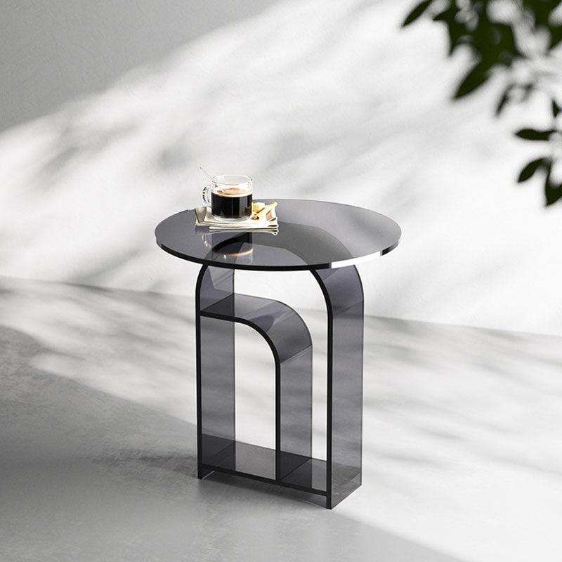 Modern Minimalist Cylindrical Acrylic Side Table 1-Tier For Living Room
