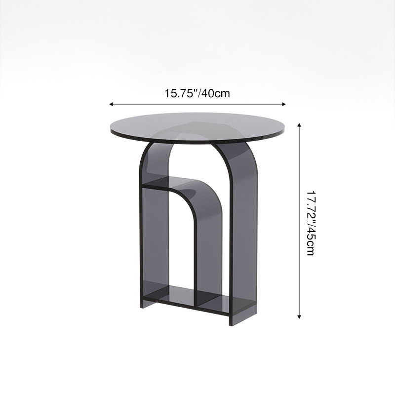 Modern Minimalist Cylindrical Acrylic Side Table 1-Tier For Living Room