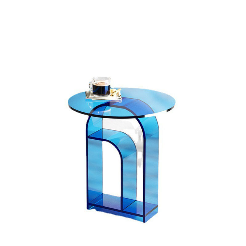 Modern Minimalist Cylindrical Acrylic Side Table 1-Tier For Living Room
