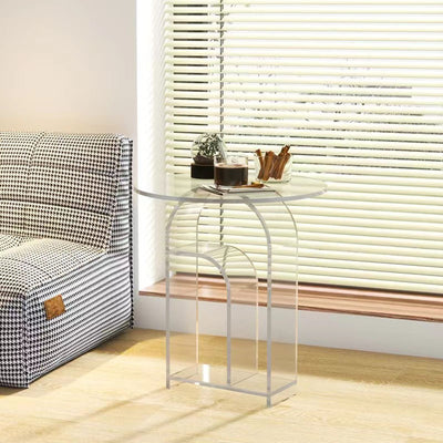 Modern Minimalist Cylindrical Acrylic Side Table 1-Tier For Living Room
