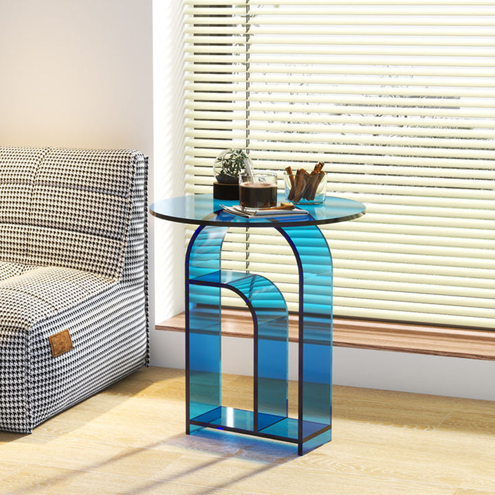 Moderner minimalistischer zylindrischer Acryl-Beistelltisch 1-Ebene für Wohnzimmer 