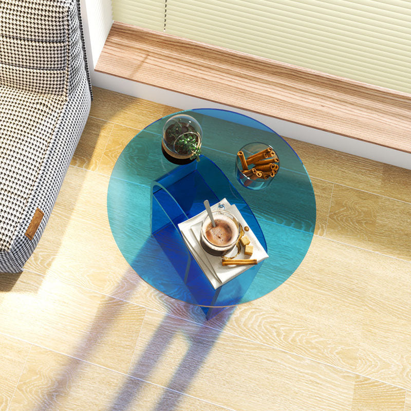 Modern Minimalist Cylindrical Acrylic Side Table 1-Tier For Living Room