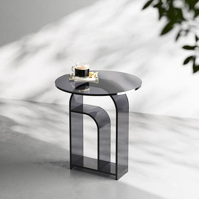 Modern Minimalist Cylindrical Acrylic Side Table 1-Tier For Living Room