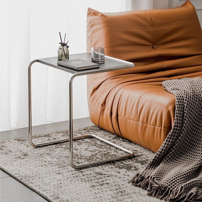 Modern Minimalist Rectangular Stainless Steel Eco-Board Side Table 1-Tier For Living Room