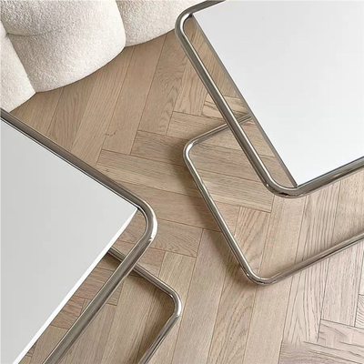 Modern Minimalist Rectangular Stainless Steel Eco-Board Side Table 1-Tier For Living Room