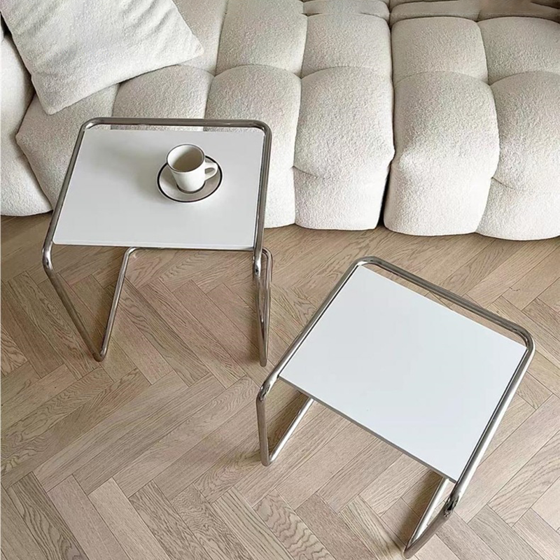 Modern Minimalist Rectangular Stainless Steel Eco-Board Side Table 1-Tier For Living Room