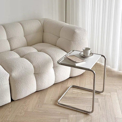 Modern Minimalist Rectangular Stainless Steel Eco-Board Side Table 1-Tier For Living Room