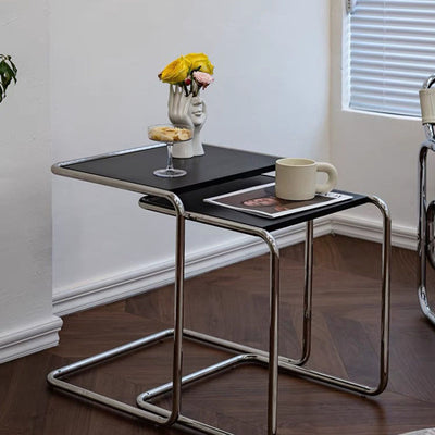 Modern Minimalist Rectangular Stainless Steel Eco-Board Side Table 1-Tier For Living Room