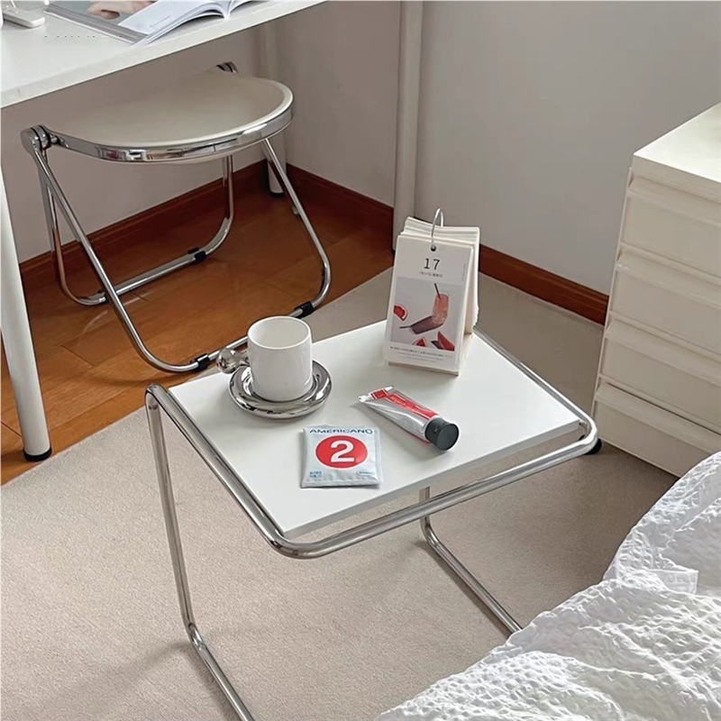 Modern Minimalist Rectangular Stainless Steel Eco-Board Side Table 1-Tier For Living Room