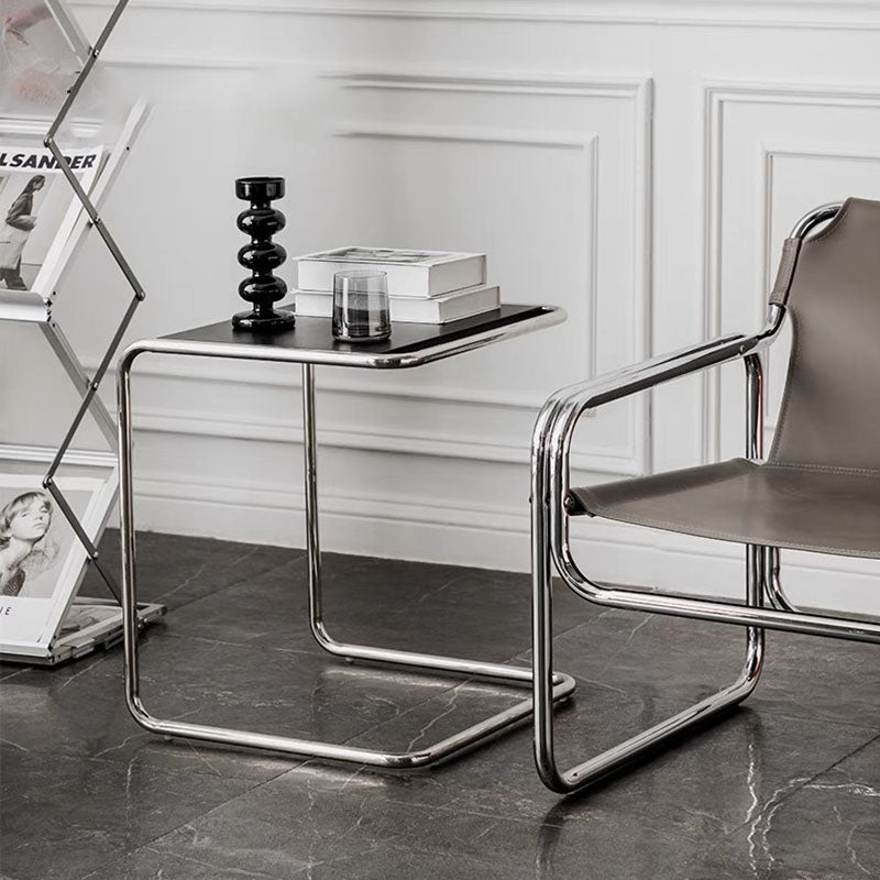 Modern Minimalist Rectangular Stainless Steel Eco-Board Side Table 1-Tier For Living Room