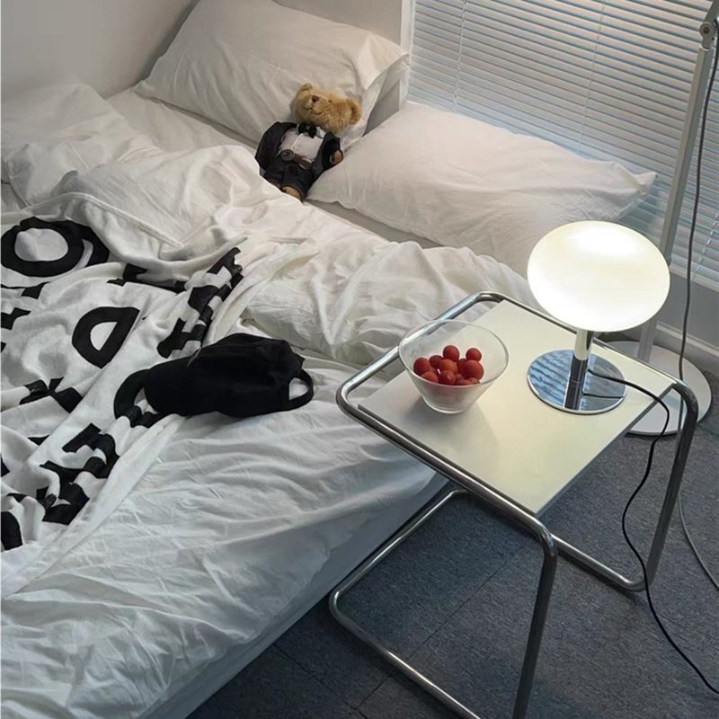 Modern Minimalist Rectangular Stainless Steel Eco-Board Side Table 1-Tier For Living Room