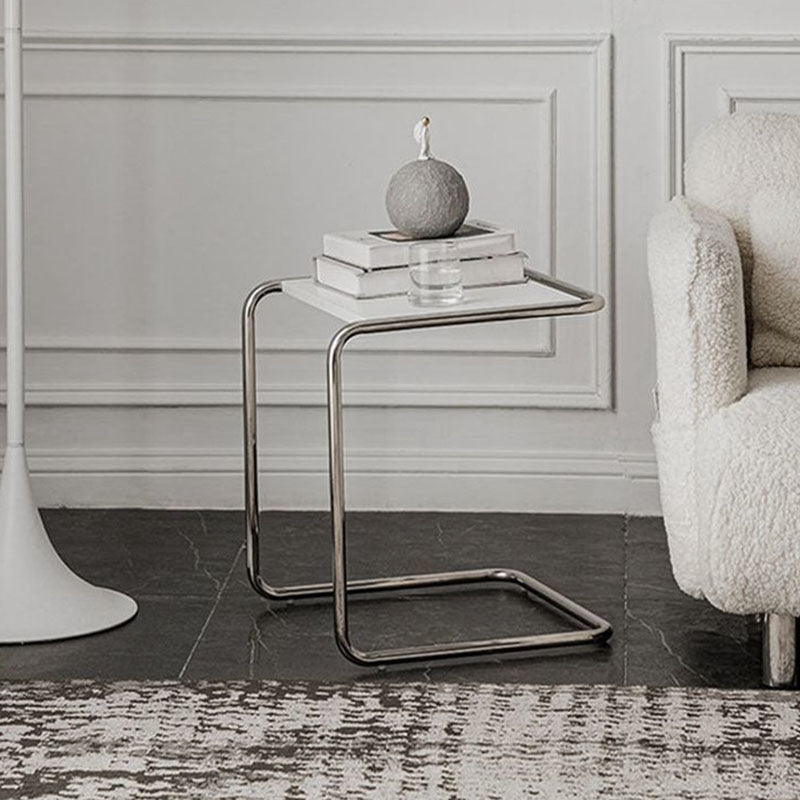 Modern Minimalist Rectangular Stainless Steel Eco-Board Side Table 1-Tier For Living Room