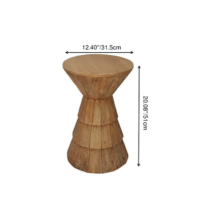 Traditional Rustic Cylindrical MgO Stone Material Side Table 1-Tier For Living Room