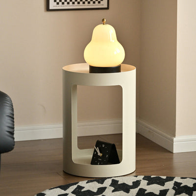 Modern Minimalist Cylindrical Iron Side Table 2-Tier For Living Room