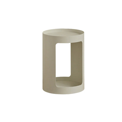 Modern Minimalist Cylindrical Iron Side Table 2-Tier For Living Room