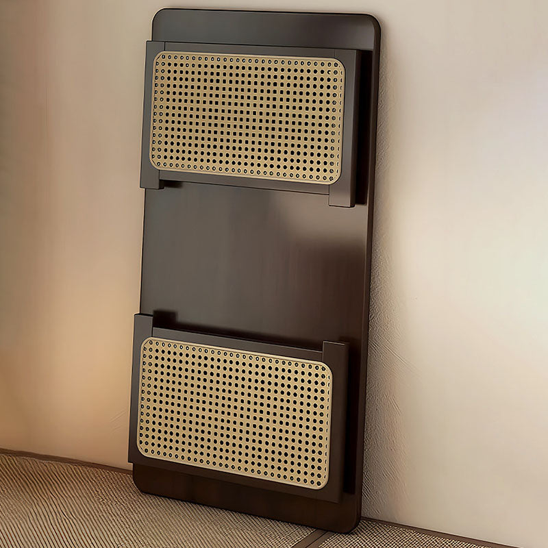 Traditional Chinese Rectangular Bamboo Rattan Coffee Table 1-Tier For Living Room