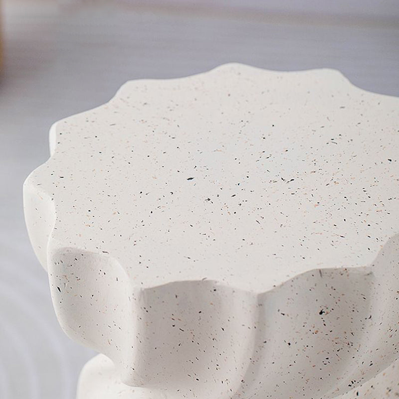 Contemporary Nordic Cylindrical MgO Stone Material Side Table 1-Tier For Living Room