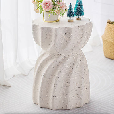 Contemporary Nordic Cylindrical MgO Stone Material Side Table 1-Tier For Living Room