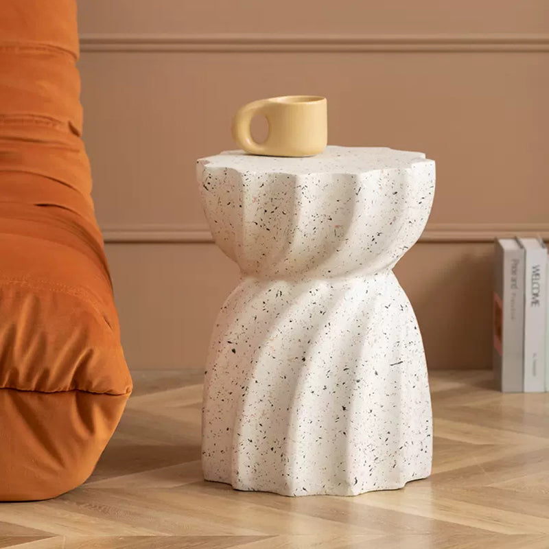 Contemporary Nordic Cylindrical MgO Stone Material Side Table 1-Tier For Living Room