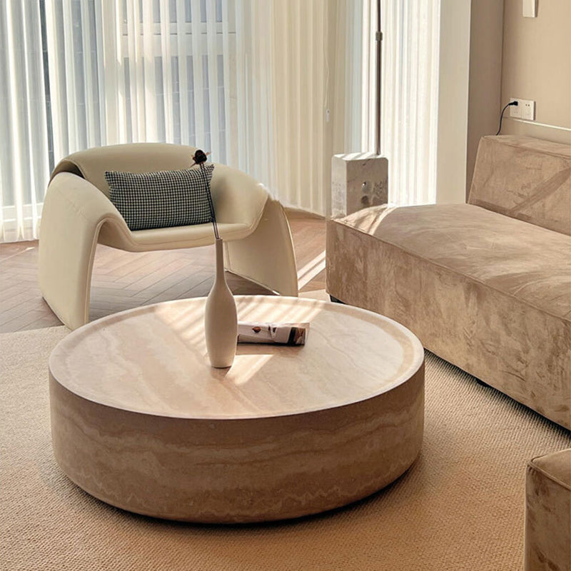 Modern Minimalist Cylindrical Fiberglass Coffee Table 1-Tier For Living Room