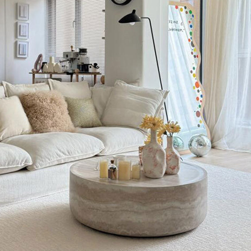 Modern Minimalist Cylindrical Fiberglass Coffee Table 1-Tier For Living Room