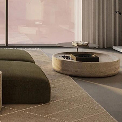 Modern Minimalist Cylindrical Fiberglass Coffee Table 1-Tier For Living Room