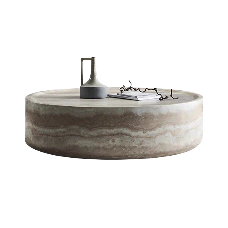 Modern Minimalist Cylindrical Fiberglass Coffee Table 1-Tier For Living Room