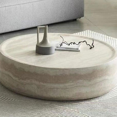 Modern Minimalist Cylindrical Fiberglass Coffee Table 1-Tier For Living Room