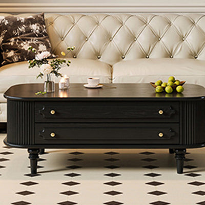 Traditional French Rectangular Solid Wood Coffee Table 2-Drawer For Living Room