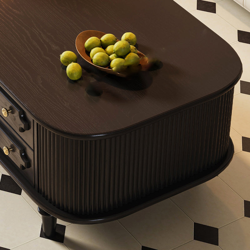 Traditional French Rectangular Solid Wood Coffee Table 2-Drawer For Living Room