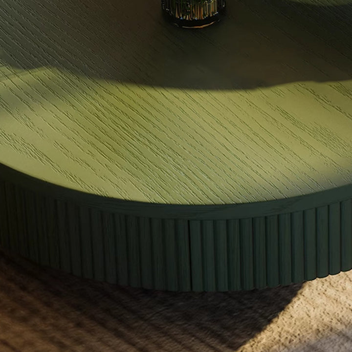 Table basse traditionnelle française ronde cylindrique en bois de pin et verre, 1 tiroir, pour salon 