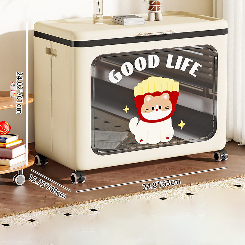 Modern Minimalist Rectangular PP Side Table 1-Storage For Living Room