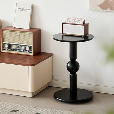 Contemporary Nordic Cylindrical Pine Wood Side Table 1-Tier For Living Room