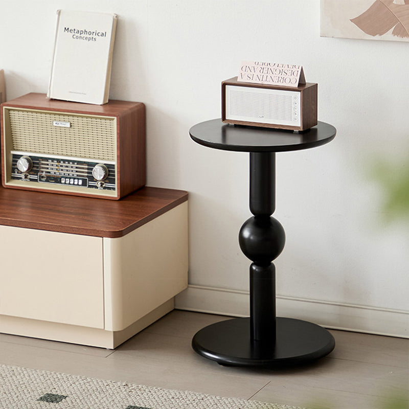 Contemporary Nordic Cylindrical Pine Wood Side Table 1-Tier For Living Room