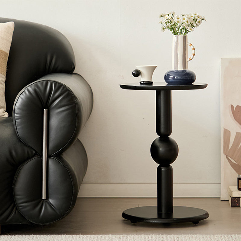 Contemporary Nordic Cylindrical Pine Wood Side Table 1-Tier For Living Room