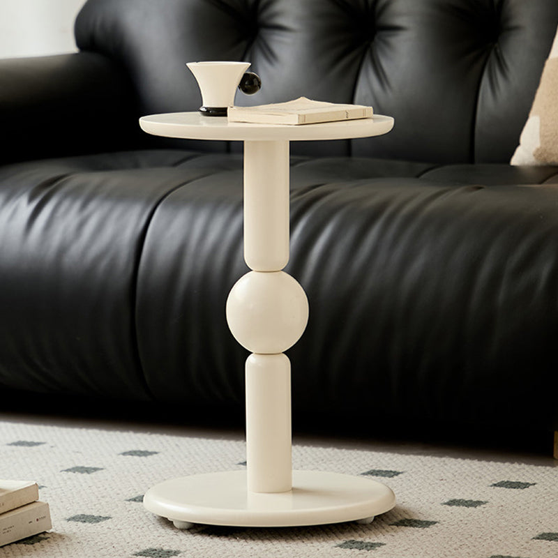 Contemporary Nordic Cylindrical Pine Wood Side Table 1-Tier For Living Room